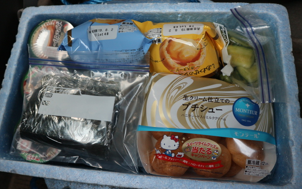 Foods we took for Sasagawa Nagare Beach, Japan.