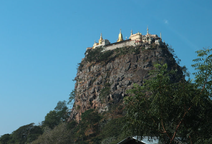 The Mount Popa at the to of the Mountaion, Mandalay Myanmar.