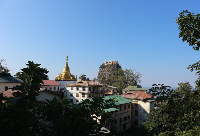 The view of Mount Popa from the road.