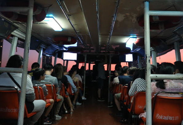 Inside the Free shuttle boat.