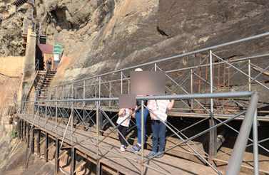 Renovating at Sigiriya rock fortress.