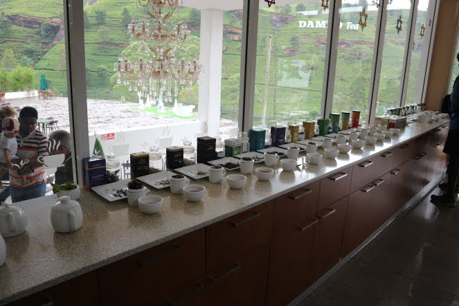 The different kinds of tea at Damro Tea factory.