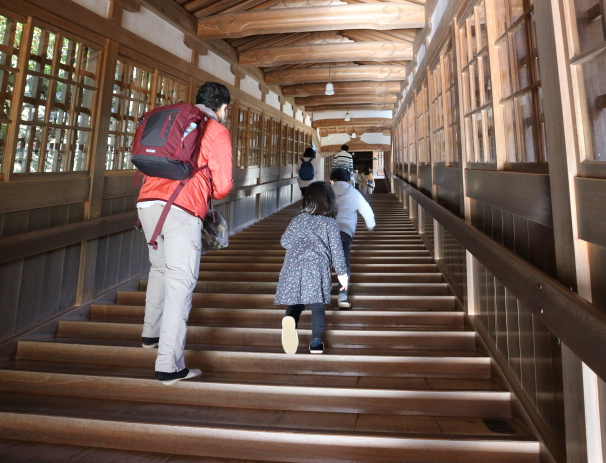 The stairs leading to one of the rooms of Eihei-Ji Temple.